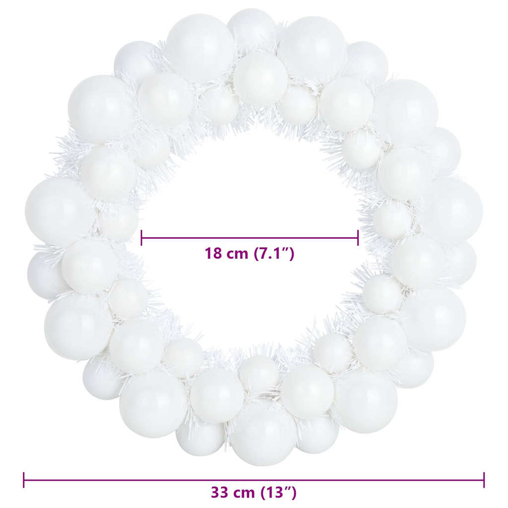 Christmas Ball Wreaths 2 pcs White 33 x 33 x 7 cm Polystyrene