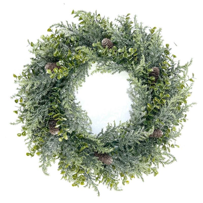 Mock Eucalyptus Pine Wreath Decorations for Christmas Holiday Doors Hang Large Garland Door Ornaments for Parties