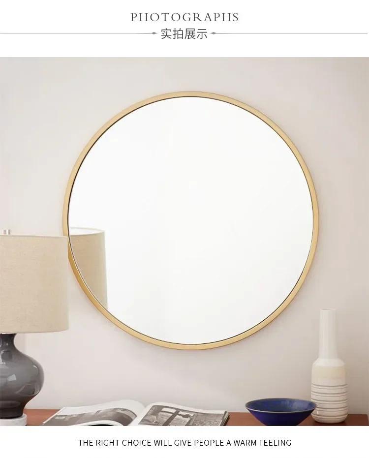 Household wrought iron round makeup mirror custom hotel wall hanging simple bathroom mirror moisture-proof and anti-fouling