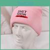 Knit Hat With Shit Show Letters Embroidered For Autumn Winter Warmth Street Fashion