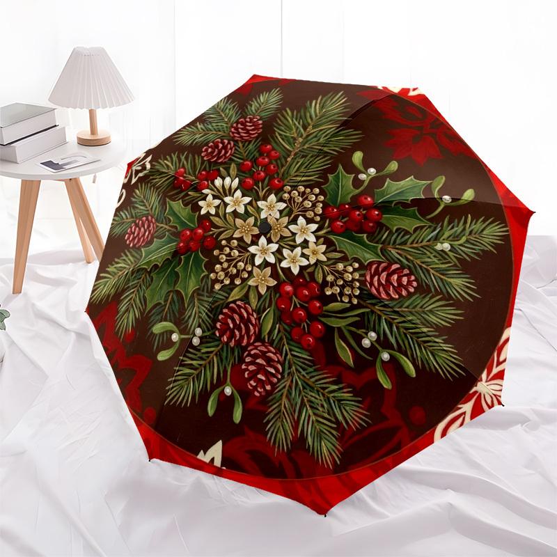 1pc Christmas, Festive, Holiday Umbrella with Plastic Handle,Compact & Stylish,Suitable for All Seasons YS331087