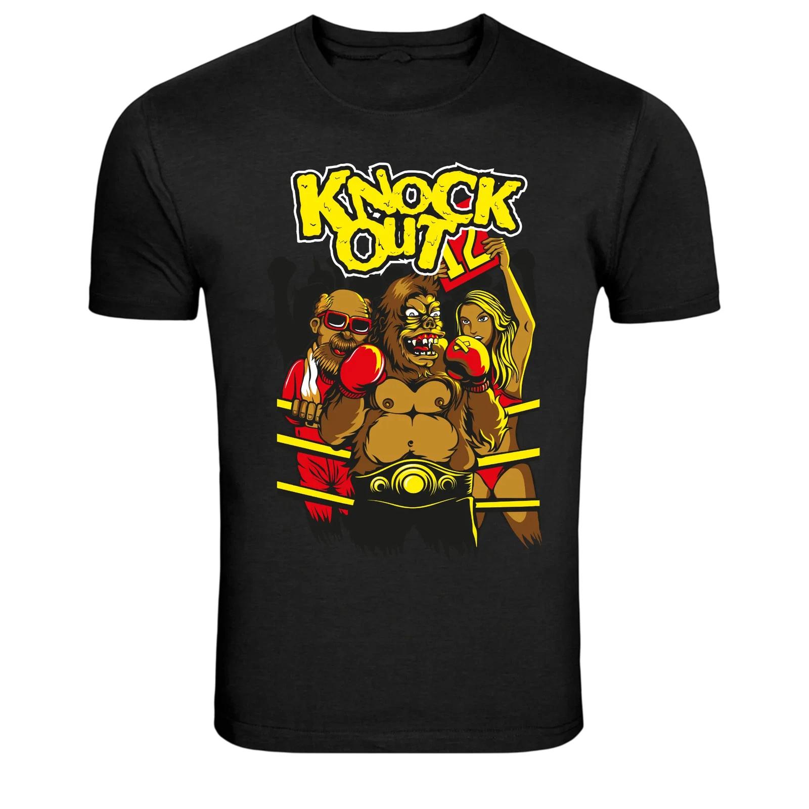 Knock Out Gorilla Boxing Champion Funny Sports Graphic T-Shirt L