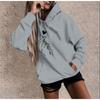 Love Heart Print Hoodie Casual Fleece Lined Pullover Sweatshirt