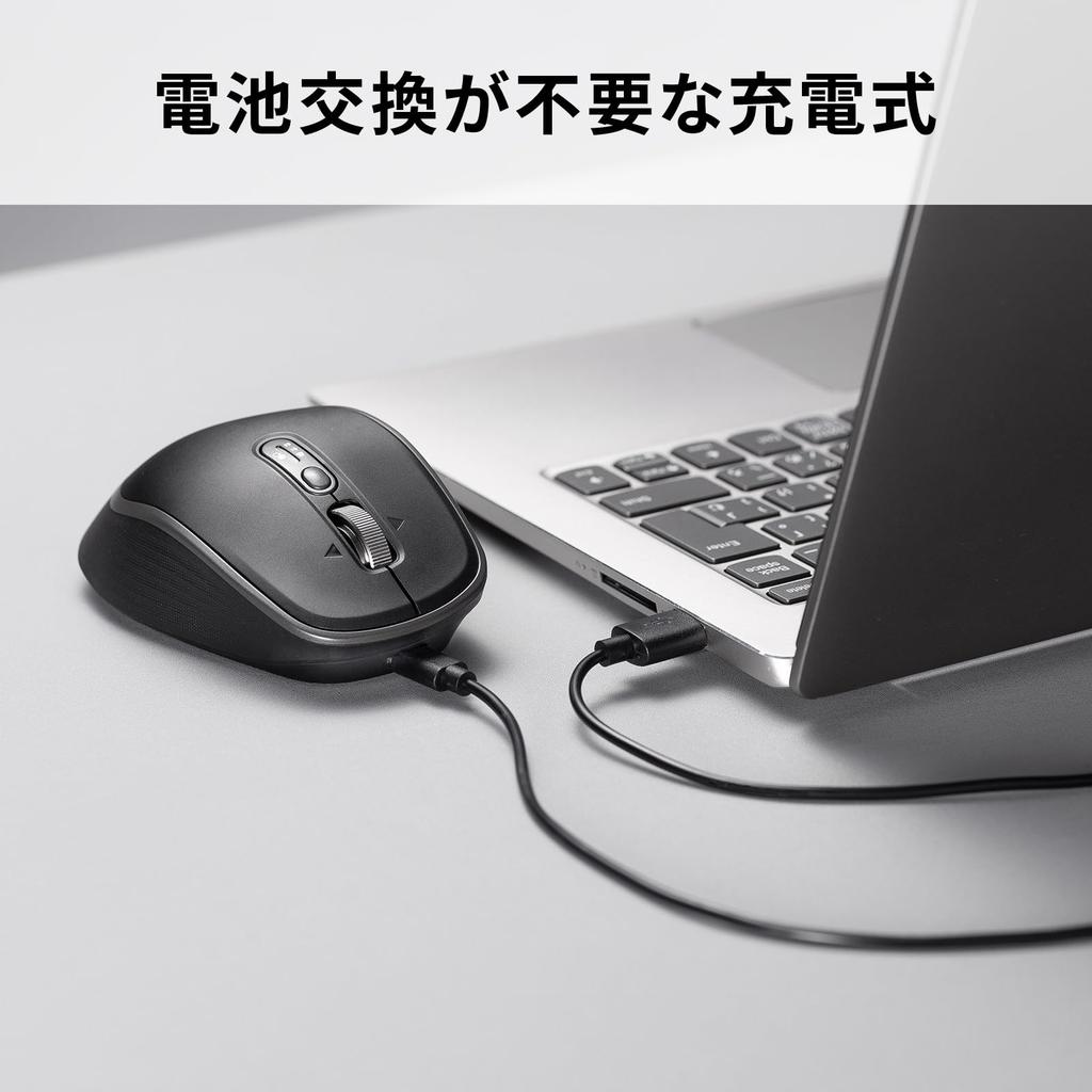SANWA SUPPLY Bluetooth Wireless Mouse Tilt and Side (with High-speed Scroll, Wheel, Wheel) MA-WBIRS635BK