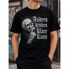 Men's Gothic Skull Graphic T-Shirt Short Sleeve Crew Neck Edgy Streetwear Top For Casual Wear
