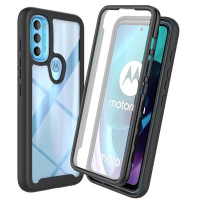 Crystal Cover Hybrid TPU/PC Case for Motorola Moto G71 5G / G51 5G With PET Screen Protector 360 Degree Full Coverage Shockproof