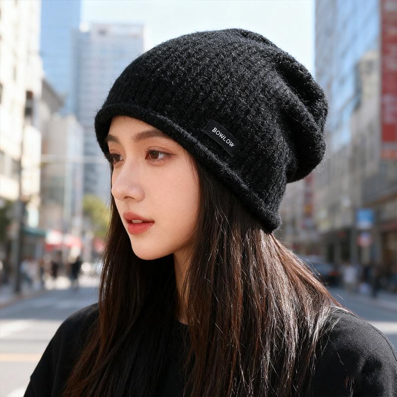 

Плюшевая шапка-бини для женщин, корейская версия, универсальная, подчеркивающая лицо, теплая шапка, большой обхват головы, вязаная шапка-пуловер для холодной погоды M（56-58cm）
