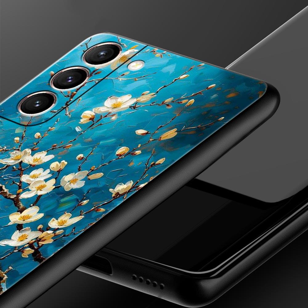 Oil Painting Of Flowers Phone Case For Samsung Galaxy S26 Ultra S25 Plus S24 FE S23 S22 5G S21 S20 Cover Black Soft
