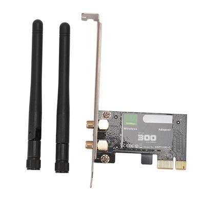 Bezdrátový PCIE WiFi adaptér 300 Mb/s 2,4 GHz Vysokovýkonná síťová karta pro počítač se 2 anténami pro