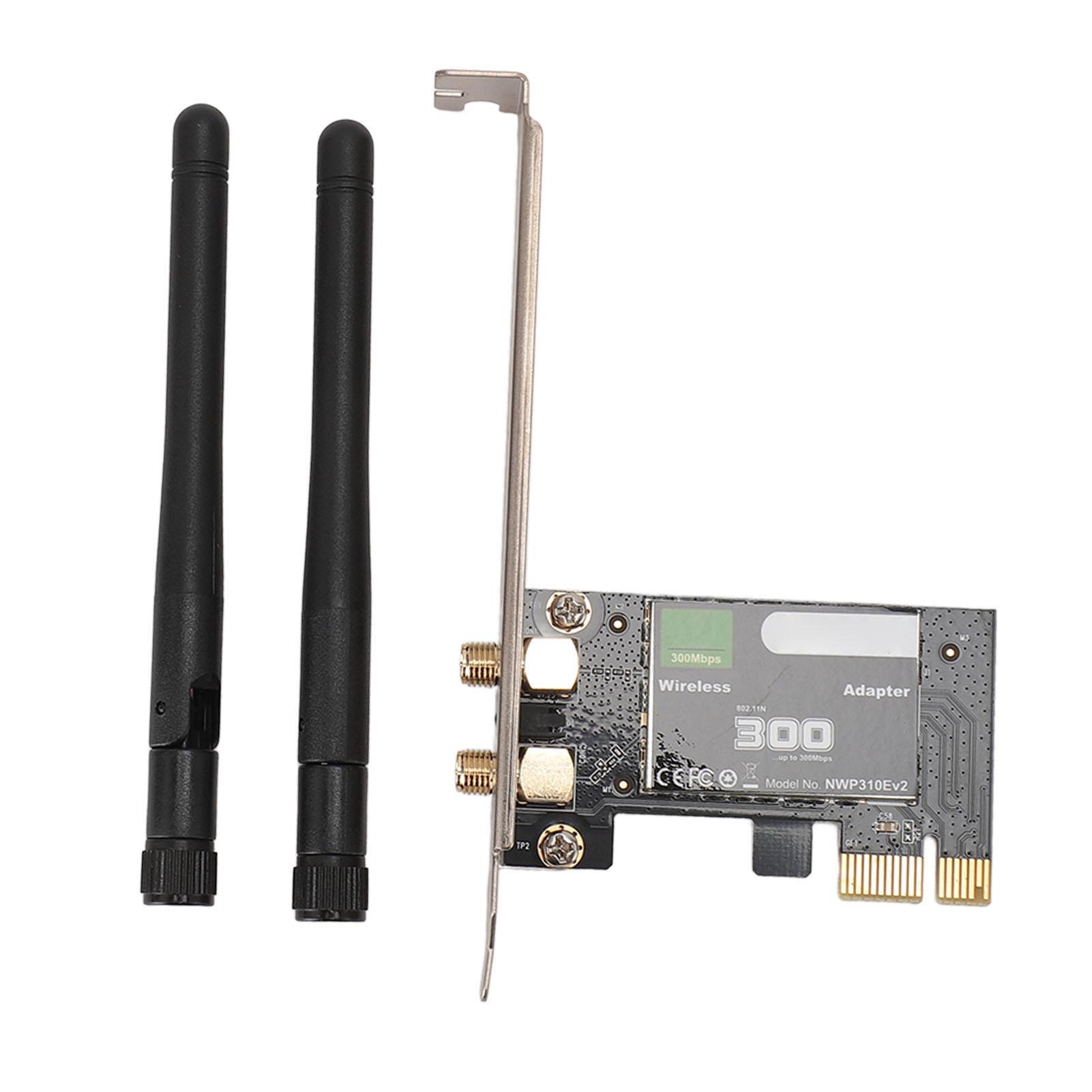

Wireless PCIE WiFi Adapter 300Mbps 2.4GHz High Performance Computer Network Card with 2 Antenna for
