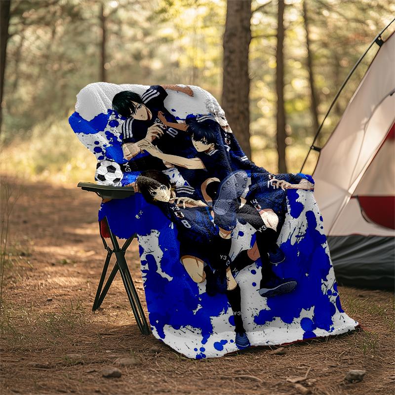 BlueLock Theme Printed Blanket - Perfect for Couch, Bed, Travel & Outdoor Use | Machine Washable, Cozy & Durable.