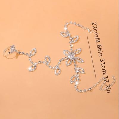 1 Piece, Fashionable and Luxurious New Design Crystal Rhinestone Leaf Shaped Toe Chain, Women's Foot Jewelry
