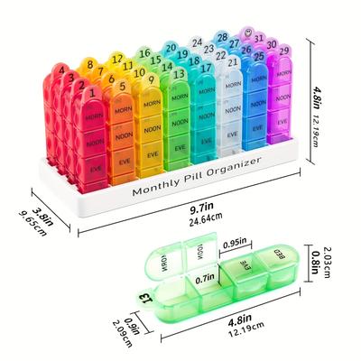 Monthly Pill Organizer Moisture-Proof Travel Daily Pocket Portable Medicine Cases for Vitamins Fish Oil Compartments Supplements