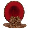 Tibetan Top Hat Men'S And Women'S Double-Sided Color Matching Leopard Print Woolen Flat-Brimmed Big Eaves Hat Felt Hat Jazz Top Hat