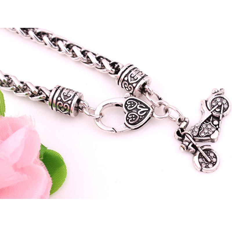 Europe and America Fashion Unisex Jewelry Alloy Inlaid Rhinestone Motorcycle Pendnat Bracelet
