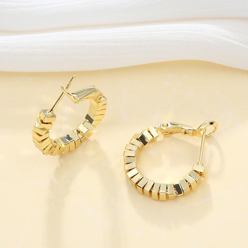 Huazi Style Zircon Stud Earrings for Women - Gold-Plated, Non-Fading Luxury Jewelry