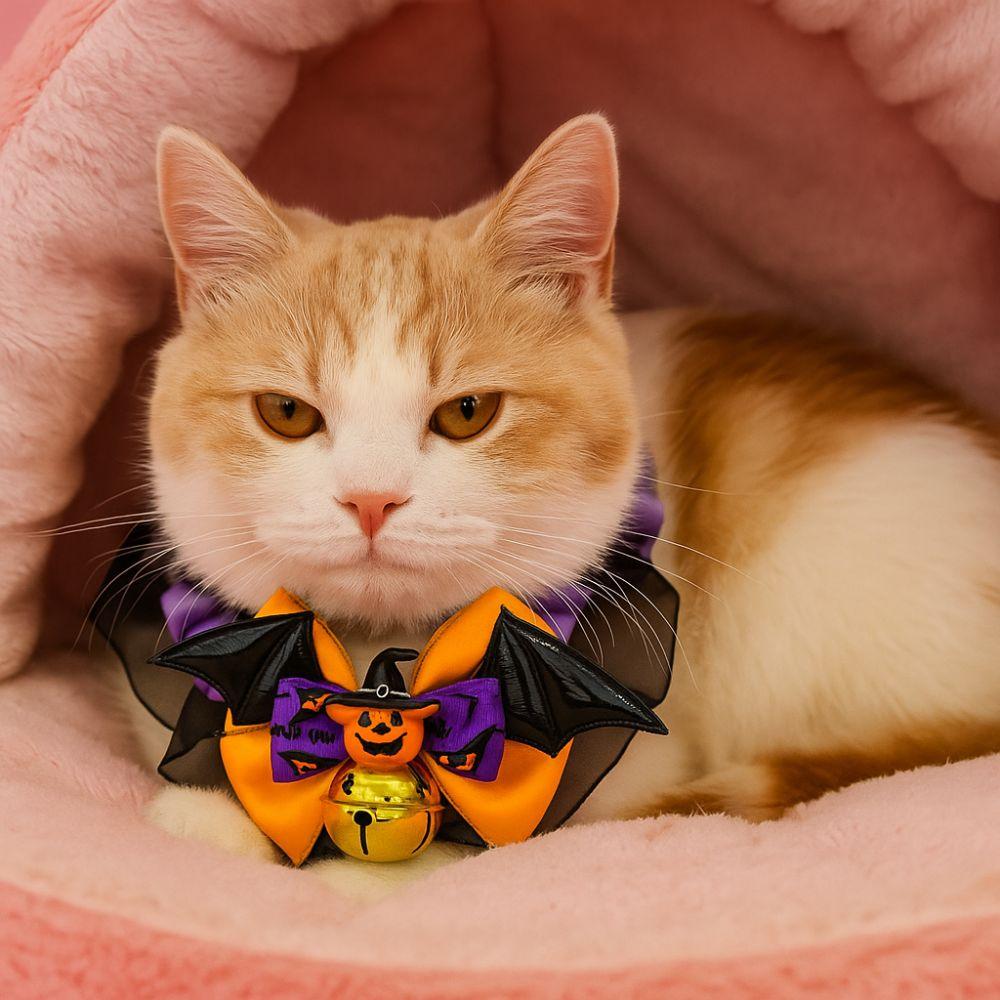 Soft Puppy Bat Bow Tie Lace Cat Cosplay Bow Tie Dog Pumpkin Bow Collar for Cats and Dogs