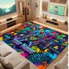City Cyberpunk Theme Crystal Velvet Floor Rug Personalized Custom Name Text Warm Carpet Home Decoration