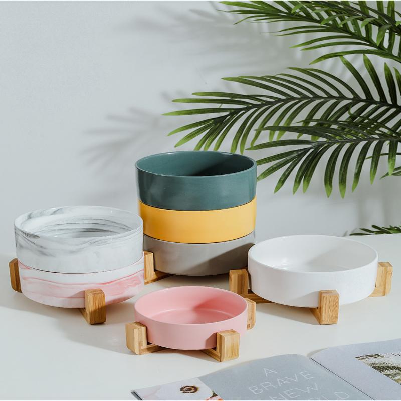 Ceramic Bowl Cat Dog Bowl Cat Food Bowl Cat Bowl Drinking Water Bowl Double Bowl Protection Cervical Spine Bowl Black Pet Bowl