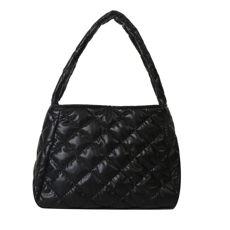 Stylish Quilted Large-capacity Handbag Trendy Geometric Tote For Winter