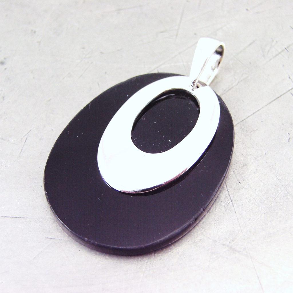 Les Trésors De Lily [G5636] - Silberanhänger 'Obao' schwarz