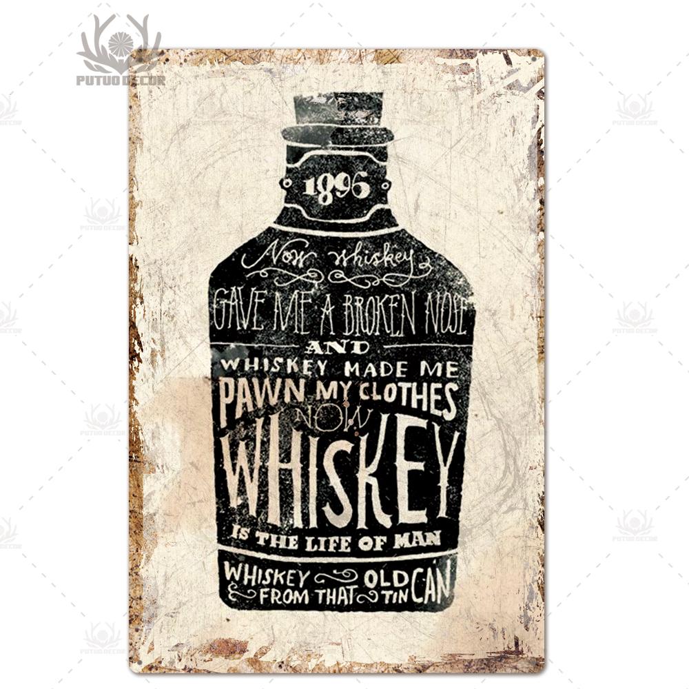 Putuo Decor Tin Signs Plaque Metal Vintage Cocktail Metal Sign Wall Decor for Man Cave Bar Club Iron Painting Decorative Plate