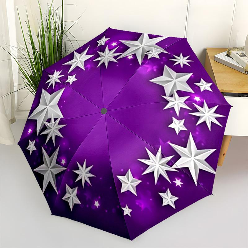

1pc Star Circle Pattern Automatic Opening and Closing Folding Umbrella with 8 Iron Ribs - Portable, Foldable for Travel yy251124135