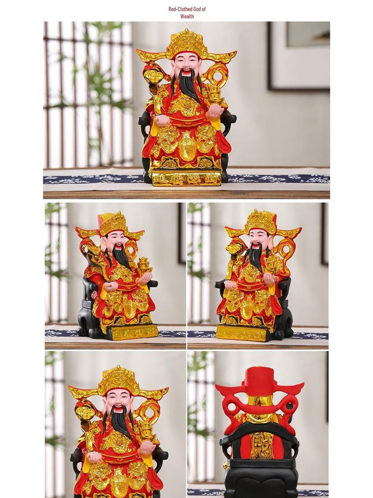 Statua Buddha in Resina Ruyi Dio della Ricchezza con Nove Draghi, 30 cm o 40 cm - Ornamenti per la Prosperità