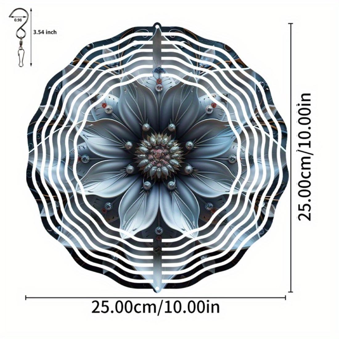 

3D Металлический Флюгер-Мандала Цветок - Вращающийся на 360° Подвесной Декор для Сада, Искусство для Двора на Открытом Воздухе, Не Требуется Батарея 01A