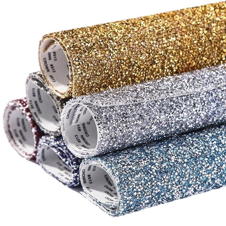 VC 20*24cm *40 Self-Adhesive Glass 3D Eco-Friendly Rhinestone Flatback 14 Facets Strip Sticker DIY Accessories Phone