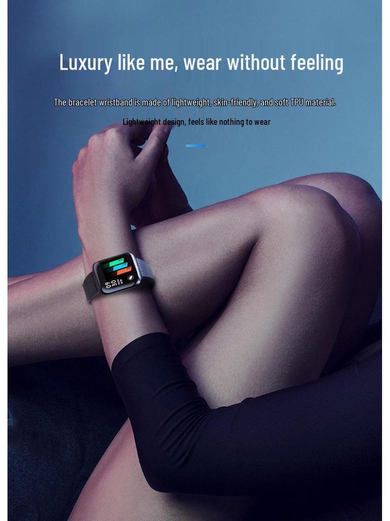 116Plus D13 Smart Sports Bracelet with Color Screen, Step Counter, Bluetooth Alerts, Heart Rate & Blood Pressure Monitor.