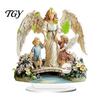 Catholic Religious Statue Virgin And Angel Ornament, 2D Acrylic Ornament with Christian Home Base, Table Centerpiece, Gift for Women