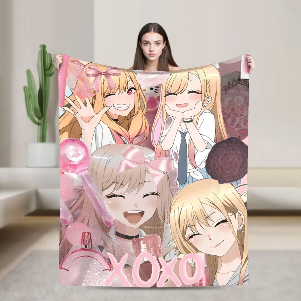 Japan Anime Marin Kitagawa Girl Blanket Multi-size Super Soft Cozy Throw Blankets for Sofa Couch and Bed