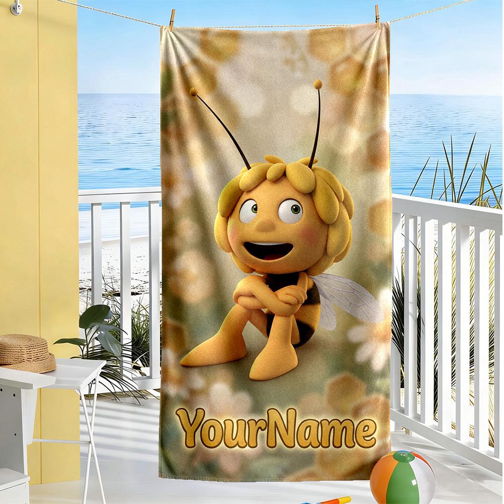 Biene Maja Customizable Name Beach Towel Super Soft & Absorbent