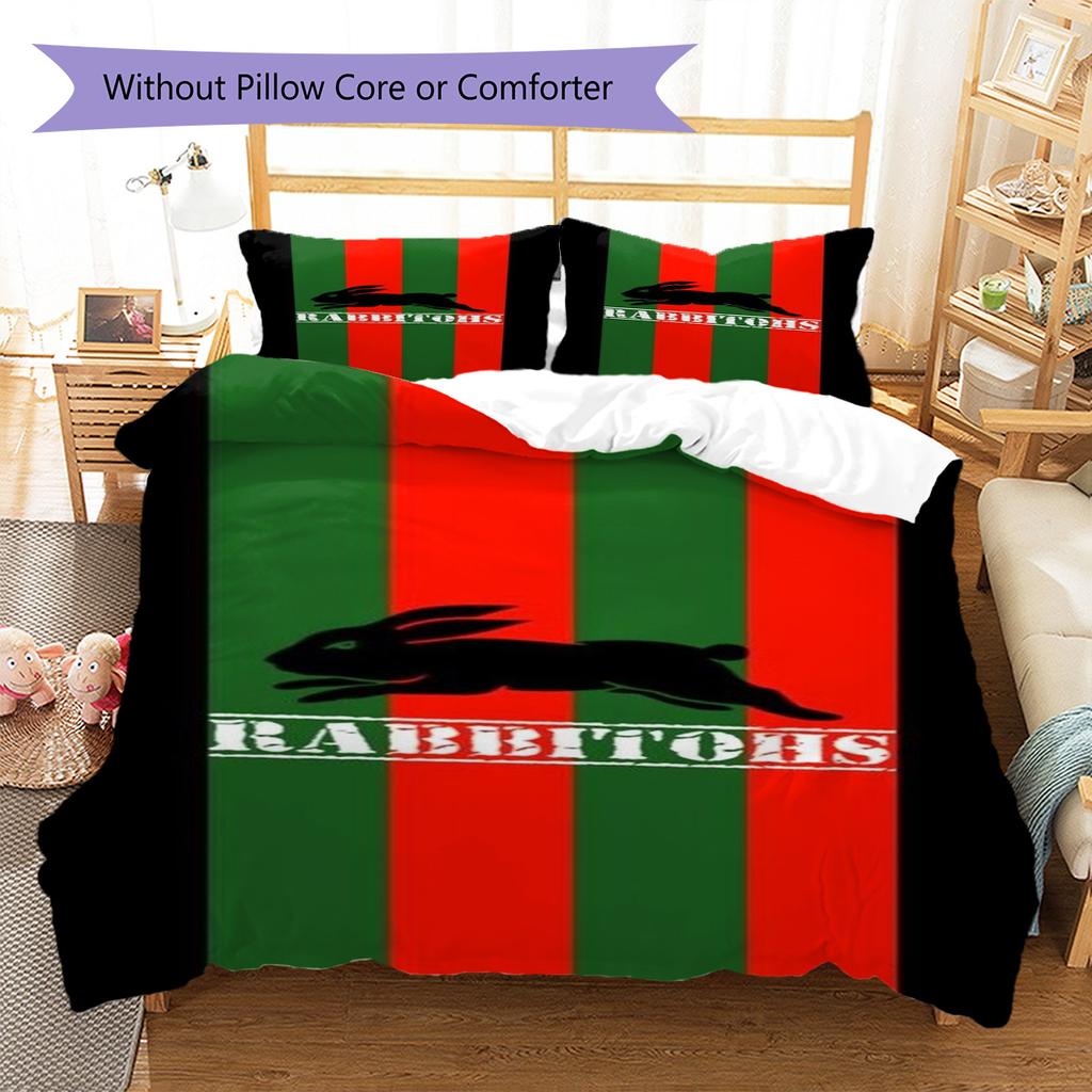 Set Biancheria da Letto con Fantasia Rabbitohs Copripiumino Federa Decorazione per la Casa Regalo (1 * copripiumino + 2 * federa, senza nucleo)