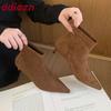 Fashion Fashion Flock Elegant Women Ankle Boots With Low Heel Shoes Female Pointed Toe Ladies Short Modern Boots Pumps Shoes lady