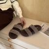 Fashion Women's Cozy Double Strap Warm Indoor Fashion Furry Fur Slippers Outdoor Indoor Female Slides Sandals Winter Ladies Flats Shoes