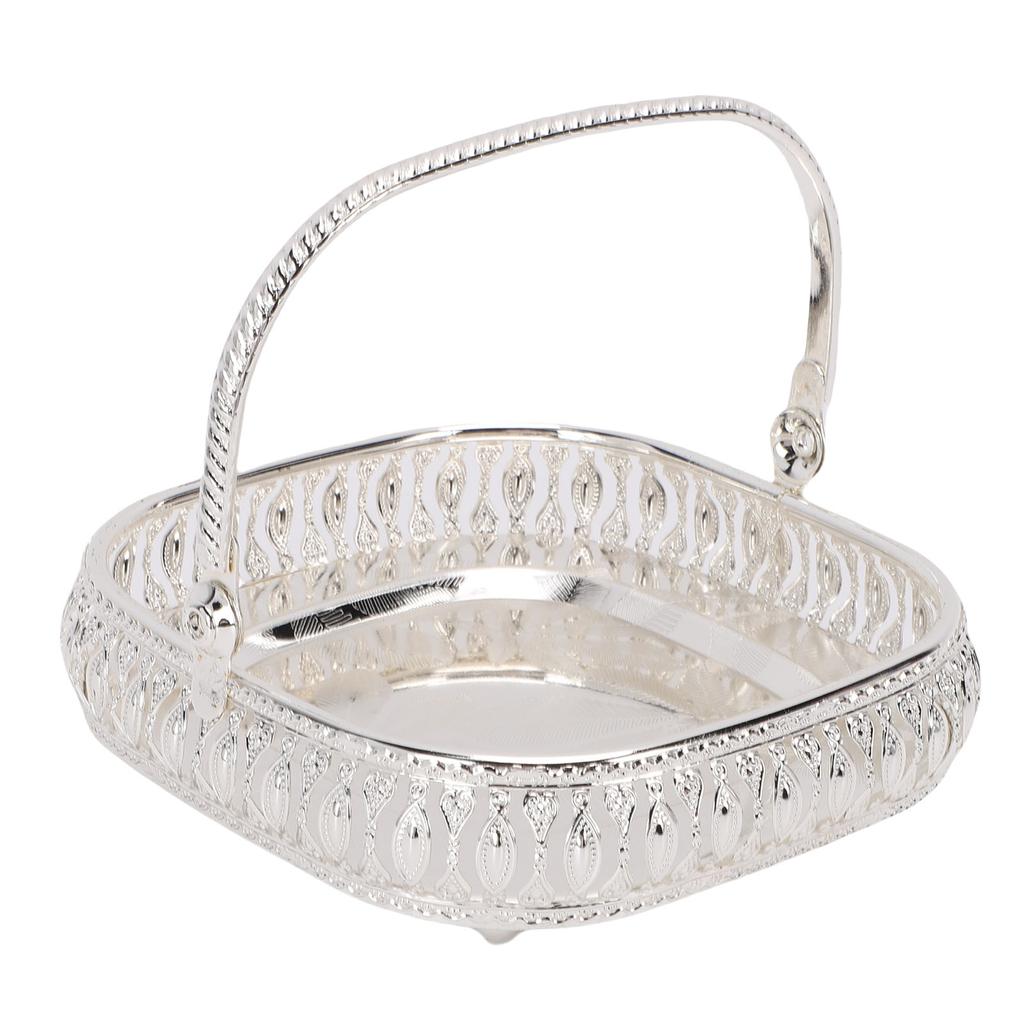 Metall Obst Servierschale Tablett Teller mit Griff Küche Esstisch Dekoration Aufbewahrungsbehälter