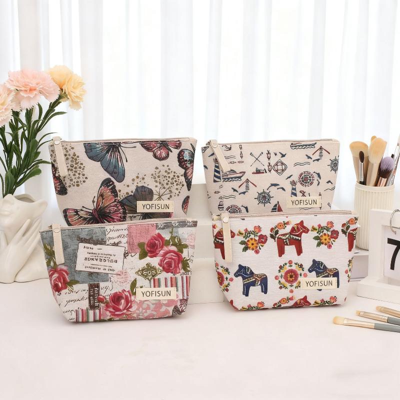 Cosmetic Bags Zipper Opening Key Card Holder Cartoon Student Pencil Case Coin Purse Ladies Hand Portable Storage Bag