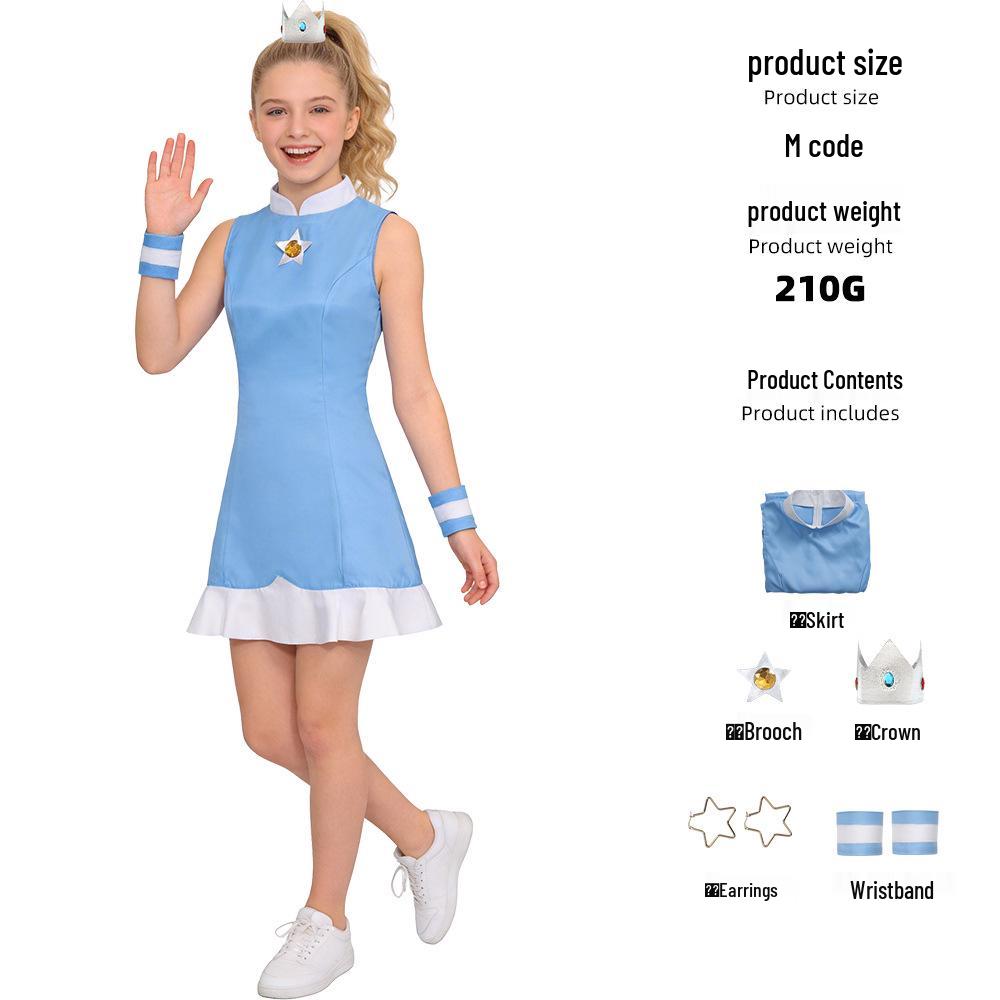 Super Mario Princess Tennis Dress - Daisy, Peach  Rosalina Cosplay Costume S (Adult)