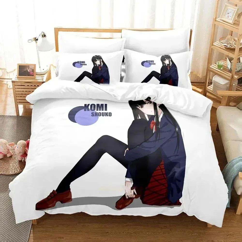 Anime Komi Can't Communicate Bedding Set Duvet Cover Bed Set Quilt Cover Pillowcase Comforter King Queen Size Boys Adult