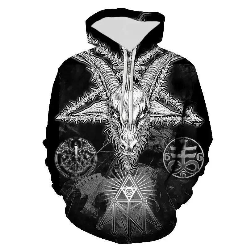 New Hoodie Cool Satan Men's Women's Children's 3D Printed Hooded Pullover Long Sleeve Loose Casual Comfort Sports Style