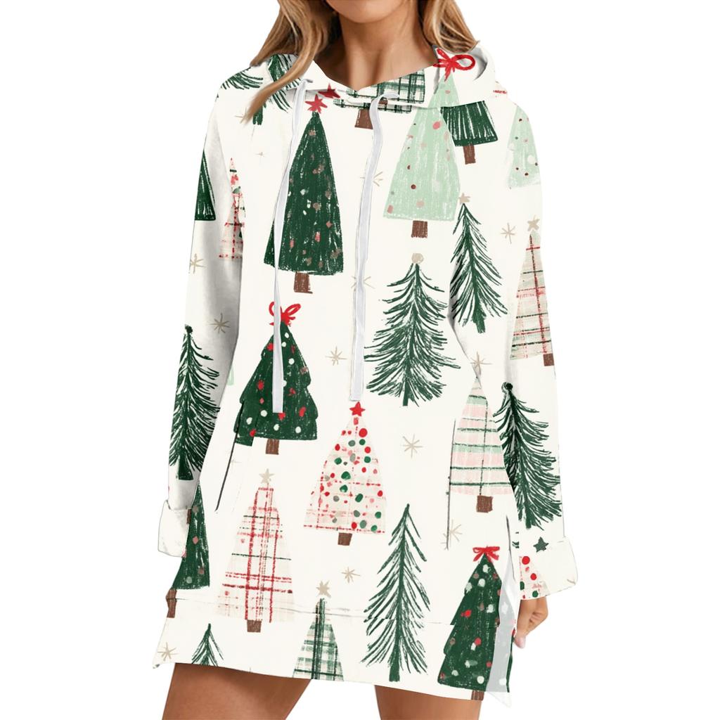 Women's Fashion Casual Long Sleeve Christmas Print Hoodie Top