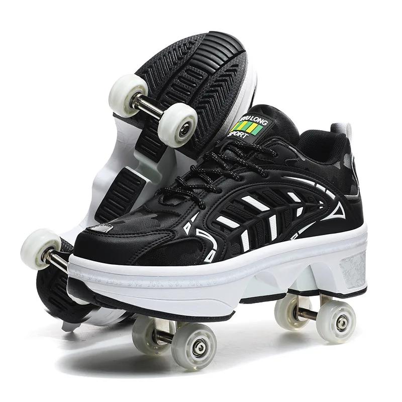 Casual Roller Skates 4-wheel Parkour Shoes Roller Skating Shoes Urban Street Sports Shoes Quad Deformation Skates