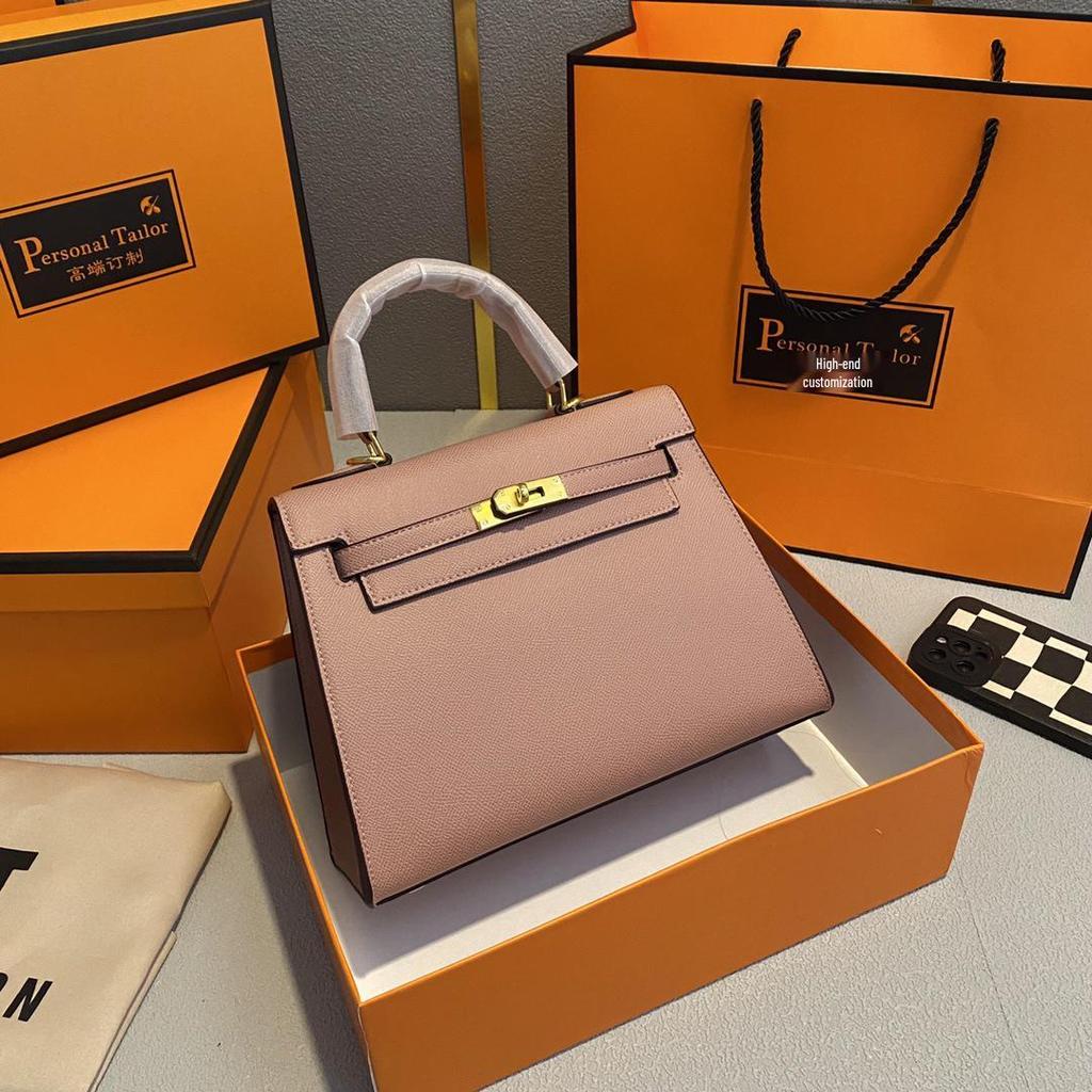 Bolso Kelly Color Caramelo: Bolso de Mano de Moda Europeo y Americano para Mujer, Bolso de Hombro Único o Cruzado de Gama Alta