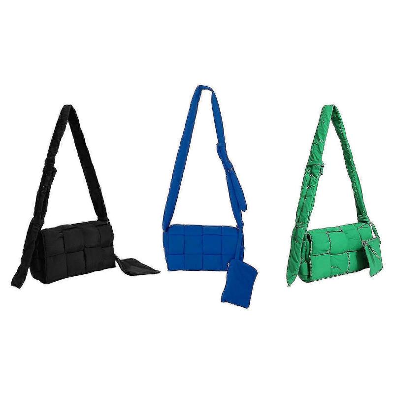 Cotton cassette bag for ladies - puffer woven padded crossbody