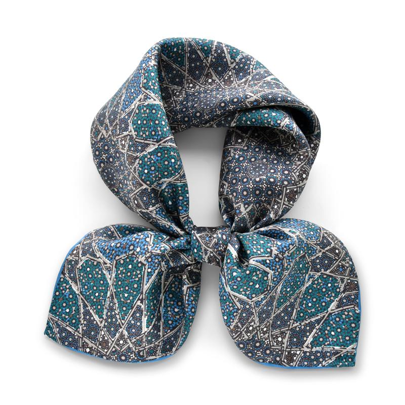 

Blue Pattern 100% Natural Silk Scarf Twill Men Women Neckerchief Pocket Square Wrap Shawl 50cm Handkerchief Luxury Gift 52X52CM