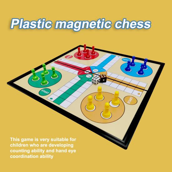 25cm Ludo Board Game Magnetic 5 In 1 Plastic with Folding Chessboard Ludo Chess for Kids Children
