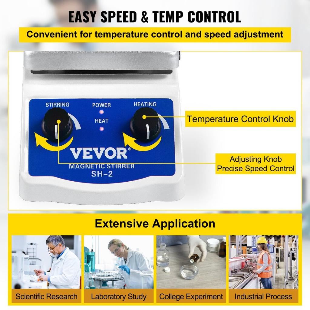 SH-2 Magnetic Stirrer Laboratory Magnetic Stirrer Hotplate 2000ml Mixing Capacity with Heating Plate Heating Mixer Digital Display