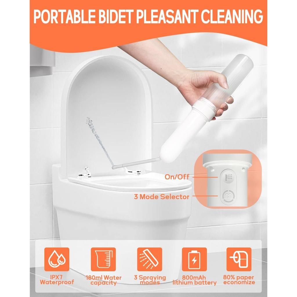 Tragbares Bidet - Handheld Reise-Bidet mit 3 Hochsprühmodi, USB-C wiederaufladbar und IPX7 wasserdichter elektrischer Bidet-Sprüher für Frauen